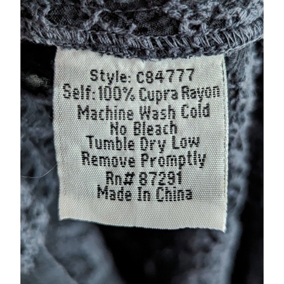 Johnny Was Natt Tie-Neck Georgette Tunic Women's Size Small Navy Blue Lace Top - Picture 3 of 6